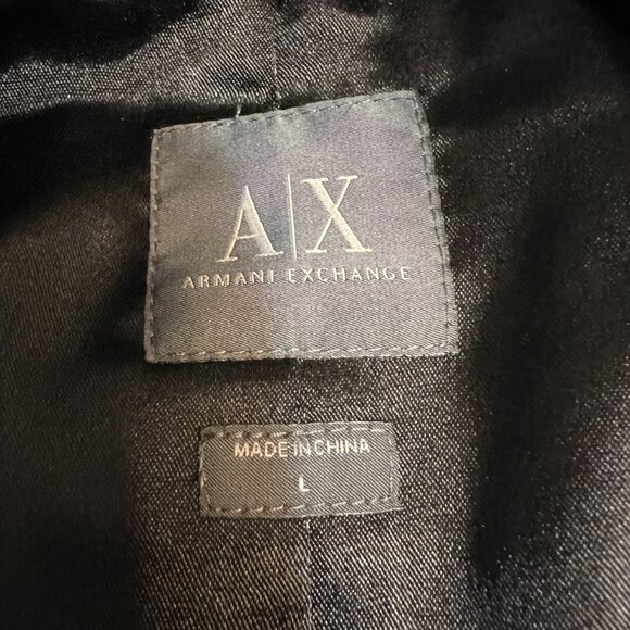 Armani Exchange Navy Satin Trim Blazer Jacket Women's Size L Fitted Single Butto - Picture 3 of 12